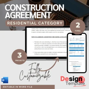 Construction Agreement ( 2 types ) Sq.ft contract and Percentage Contract with monthly expenses
