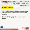 Residential Interior Qoutation 5 formats ( 20+ projects ) Editable format BOQ