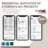 Residential Interior Qoutation 5 formats ( 20+ projects ) Editable format BOQ