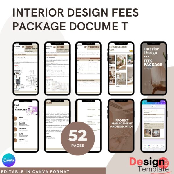Interior Design Fees Package sq.ft fee and Flat fee [ 52 pages ]