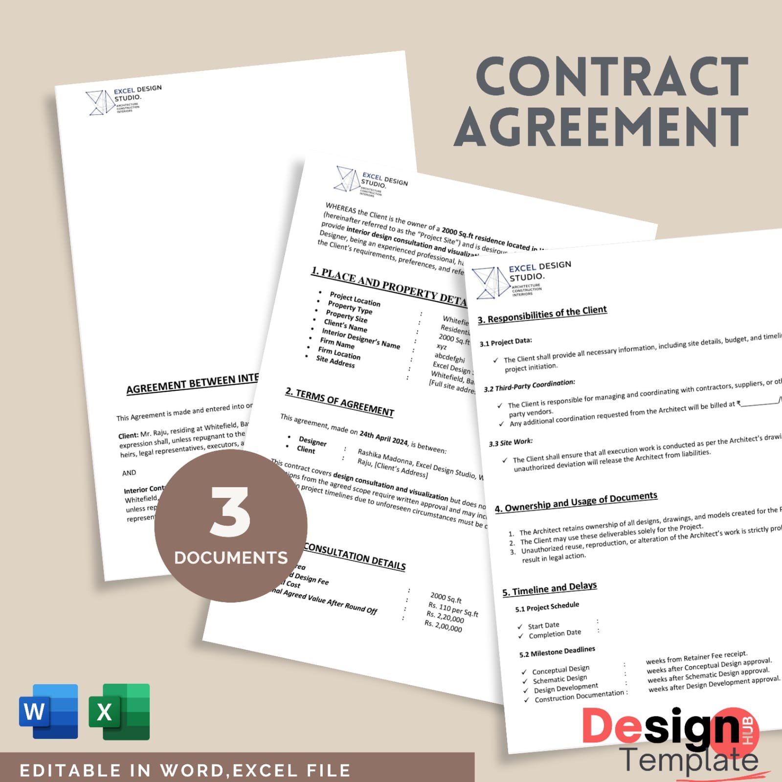 Contract Agreements for Interior Designer and Contractor [ 3 Documents ...