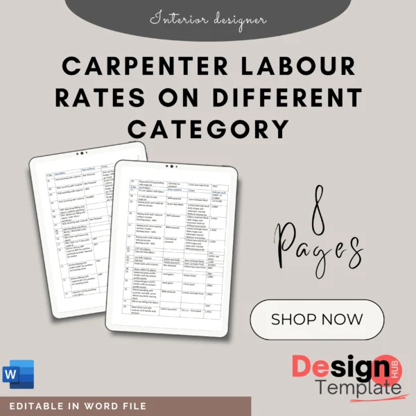 Interior Design project_20261019_215002_0000 Carpenter Labour Rates on Different categories with material and without material