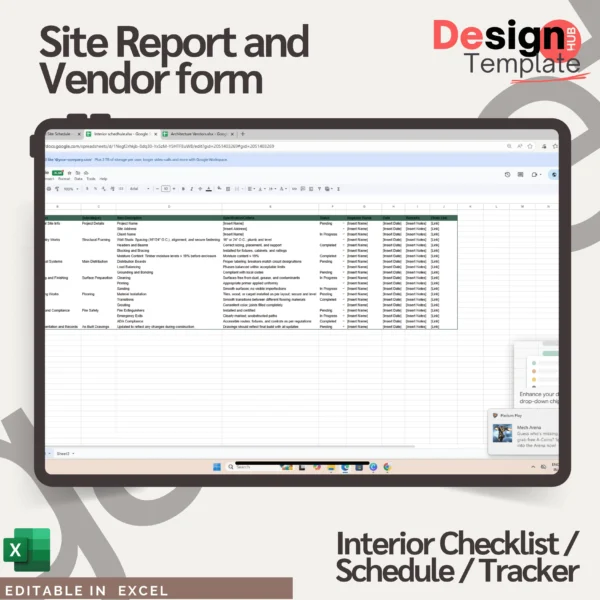 Site Managment toolkit ( Interior Schedule, Handover form, Checklist tracker, expense tracker., etc )
