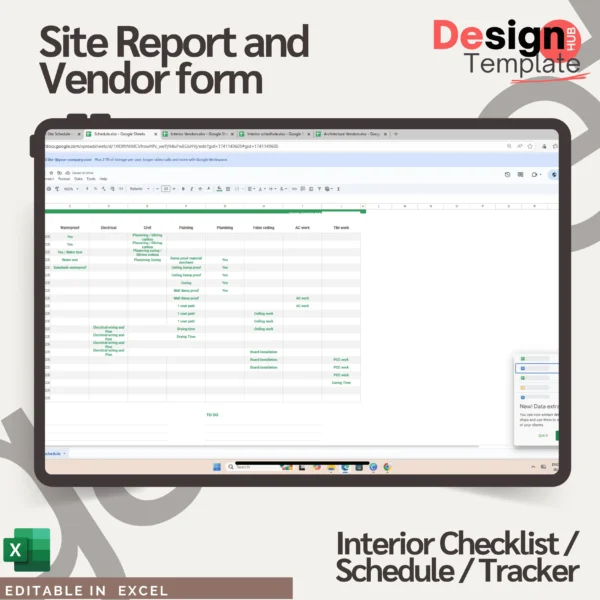 Site Managment toolkit ( Interior Schedule, Handover form, Checklist tracker, expense tracker., etc )