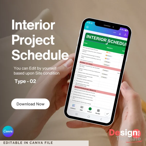 Interior Site Checklist ✅️ ( Carpentry, Plumbing,  Electrical & Painting ) and Project Schedule