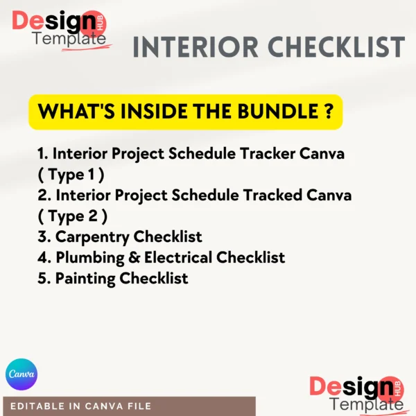Interior Site Checklist ✅️ ( Carpentry, Plumbing,  Electrical & Painting ) and Project Schedule