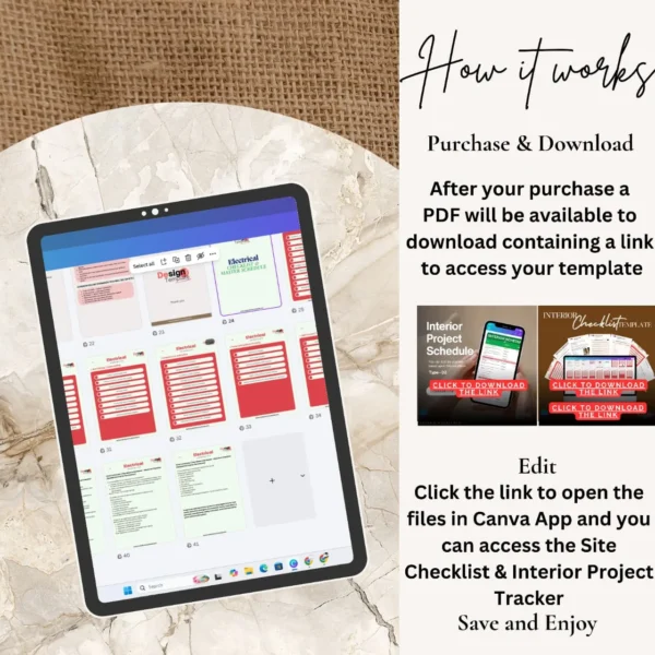 Interior Site Checklist ✅️ ( Carpentry, Plumbing,  Electrical & Painting ) and Project Schedule