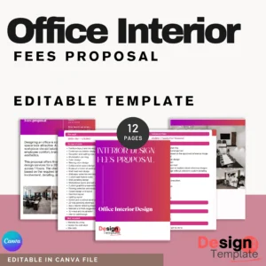 Office Interior Fees proposal Template [ 12 pages + Bonus file ]